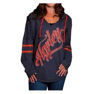 Harley-Davidson Charcoal and Orange V-Neck Sweater